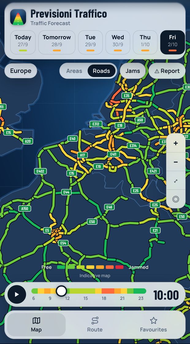 La mappa del traffico previsto di Previsioni Traffico